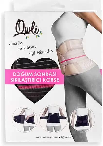 Owli Doğum Sonrası Korse Siyah XL/XXL Kadınlar İçin Güçlendirici Destek Ürünü