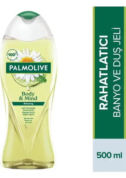 Palmolive Body & Mind Papatya Özlü Doğal Duş Jeli ile Günlük Rahatlama ve Temizlik