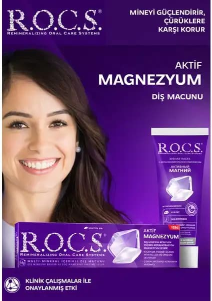 R.O.C.S. Aktif Magnezyum Diş Macunu: Diş Mine Güçlendirme ve Hassasiyet Azaltma