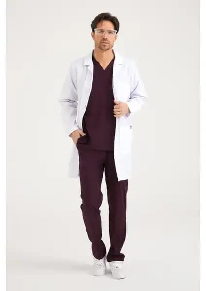 Sağlık Sektörü Profesyonelleri İçin Dayanıklı ve Şık Erkek Beyaz Klasik Yaka Doktor Önlüğü