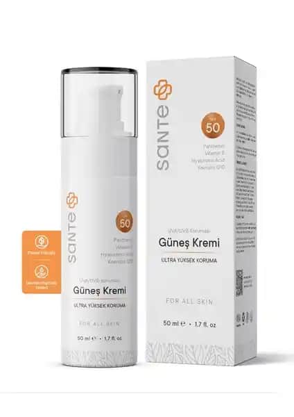 Sante Plus Su Bazlı Lekeye Karşı SPF 50+ Yüz Güneş Kremi Günlük Koruma ve Leke Önleme
