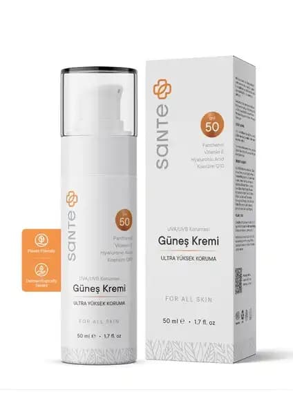 Sante Plus Su Bazlı Lekeye Karşı SPF 50+ Yüz Güneş Kremi Günlük Koruma ve Leke Önleme
