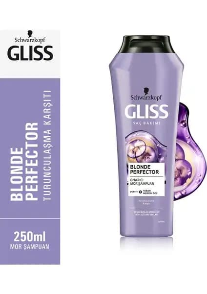 Schwarzkopf Gliss Blonde Perfector Mor Şampuan: Sarı ve Boyalı Saçlar İçin Renk Koruma ve Bakım Çözümü