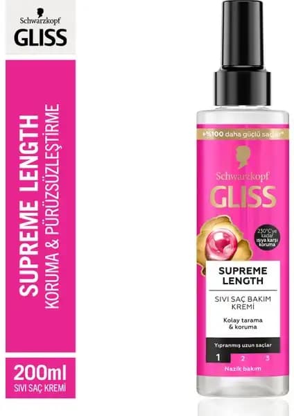 Schwarzkopf Gliss Supreme Length Saç Bakım Kremi Uzun Saçlar İçin Koruyucu ve Parlaklık Sağlar