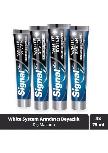 Signal White System Aktif Karbon İçerikli Beyazlatıcı Diş Macunu 4'lü Paket