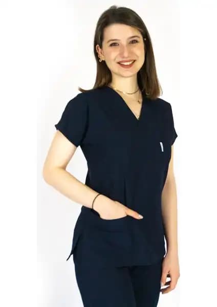 Simirna Üniforma Cerrahi Doktor Scrubs Hemşire Forması Lacivert, Dayanıklı ve Konforlu Tasarım