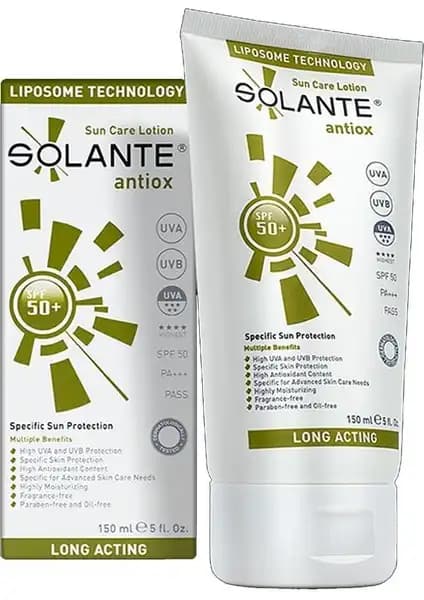 Solante Antiox Güneş Koruyucu Losyon SPF50+ 150ml - Yüksek Koruma ve Anti-Aging Özellikleri