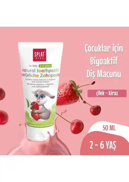 SPLAT Kids Çilek Kiraz Doğal Diş Macunu 2-6 Yaş Çocuklar İçin Güvenli ve Etkili