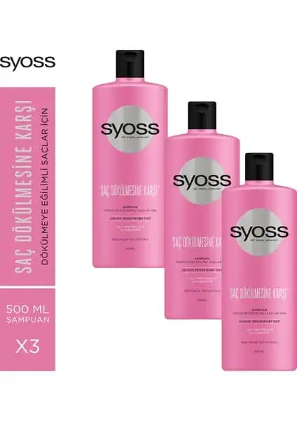 Syoss Şampuan 500 ml X 3 Adet Saç Güçlendirme ve Saç Dökülmesine Karşı Etkili Ürün