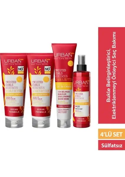 Urban Care Sülfatsız Hibiscus ve Shea Butter Saç Bakım Seti 4'lü Doğal ve Vegan Ürünler