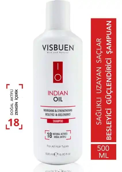 Visbuen Hint Yağı Şampuanı ile Hızlı Saç Uzaması ve Güçlendirme Sağlayan Doğal Bakım Ürünü