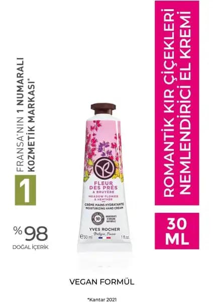 Yves Rocher Nemlendirici El Kremi Romantik Kır Çiçekleri Doğal İçeriklerle Günlük Bakım