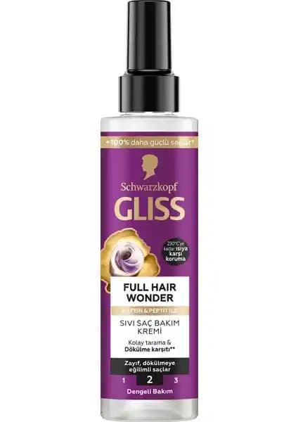 Gliss Full Hair Wonder Dökülme Karşıtı Sıvı Saç Bakım Kremi - Saç Güçlendirme ve Parlaklık Sağlar
