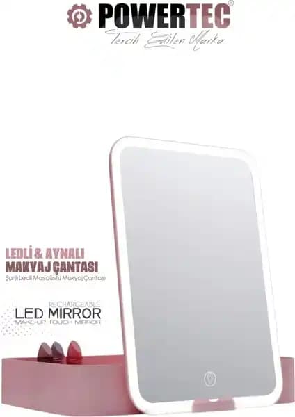 Powertec TR-130 Taşınabilir LED Aynalı Makyaj Çantası ve Organizeri