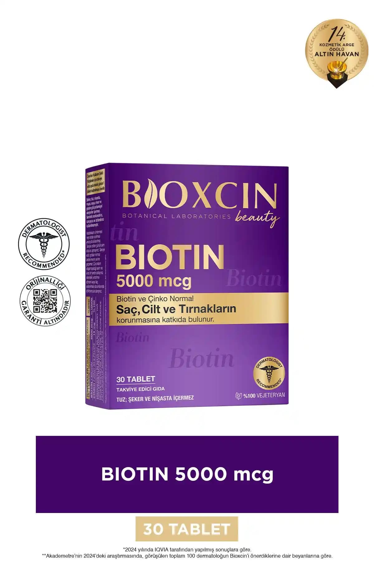 Bioxcin Biotin 5.000 Mcg Tablet Saç ve Tırnak Sağlığını Güçlendiren Takviye Edici Gıda