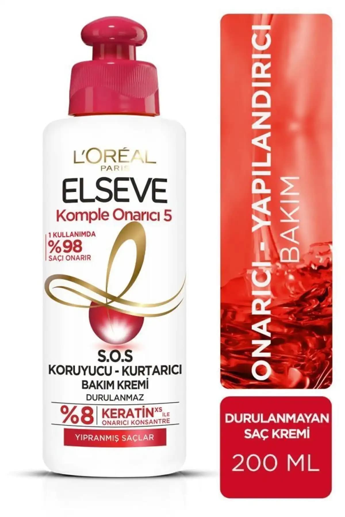 Elseve L'Oréal Paris Komple Onarıcı 5 S.O.S Bakım Kremi Kuru ve Yıpranmış Saçlar İçin Güçlendirici Çözüm