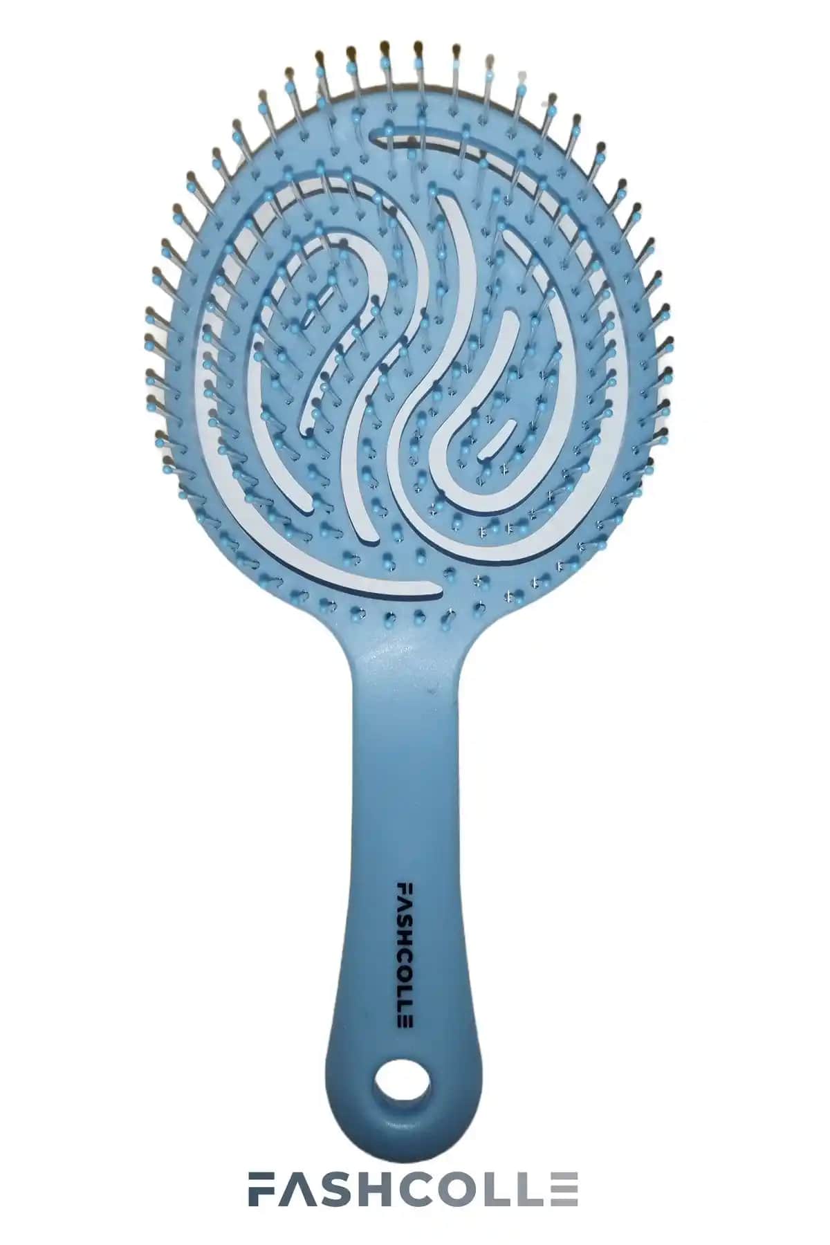 Fashcolle Mavi Üç Boyutlu Oval Saç Fırçası: Modern Tasarım ve Etkili Saç Bakımı Aracı