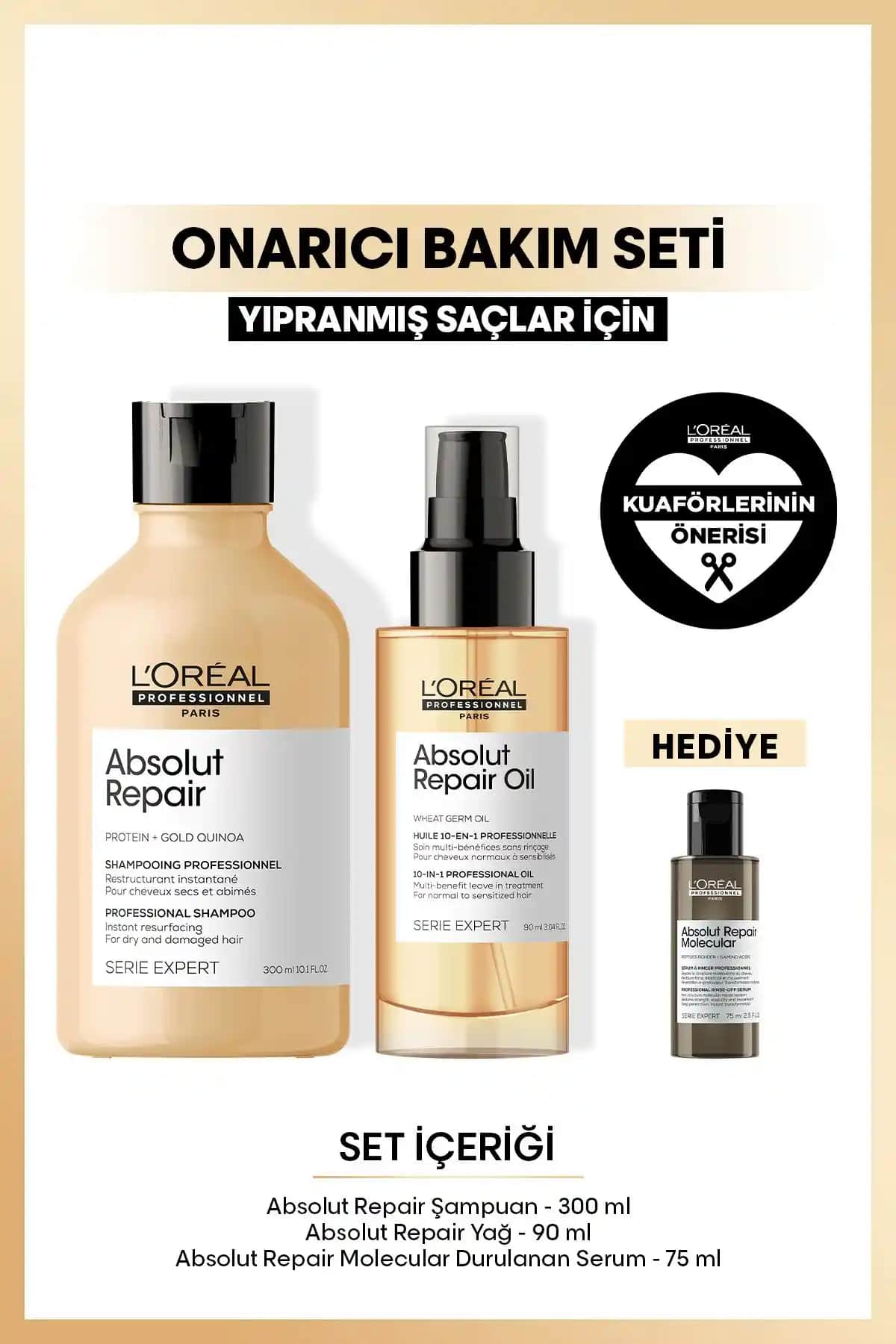 L'oreal Professionnel Serie Expert Absolut Repair Onarıcı Bakım Seti Saç Sağlığını Güçlendiren Çözüm