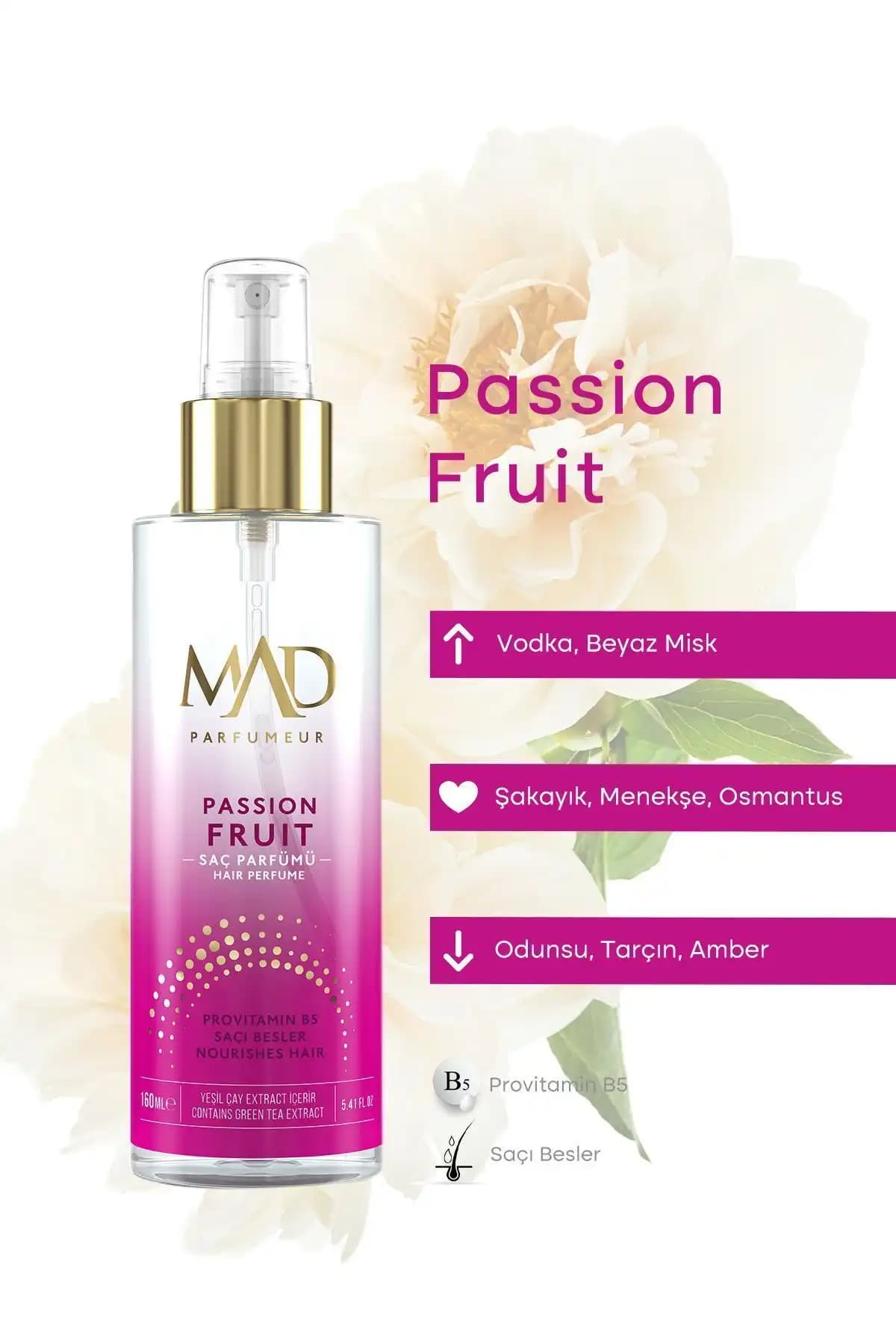 Mad Passion Fruit Saç Parfümü 160 Ml Ferah ve Kalıcı Koku Sunan Sprey