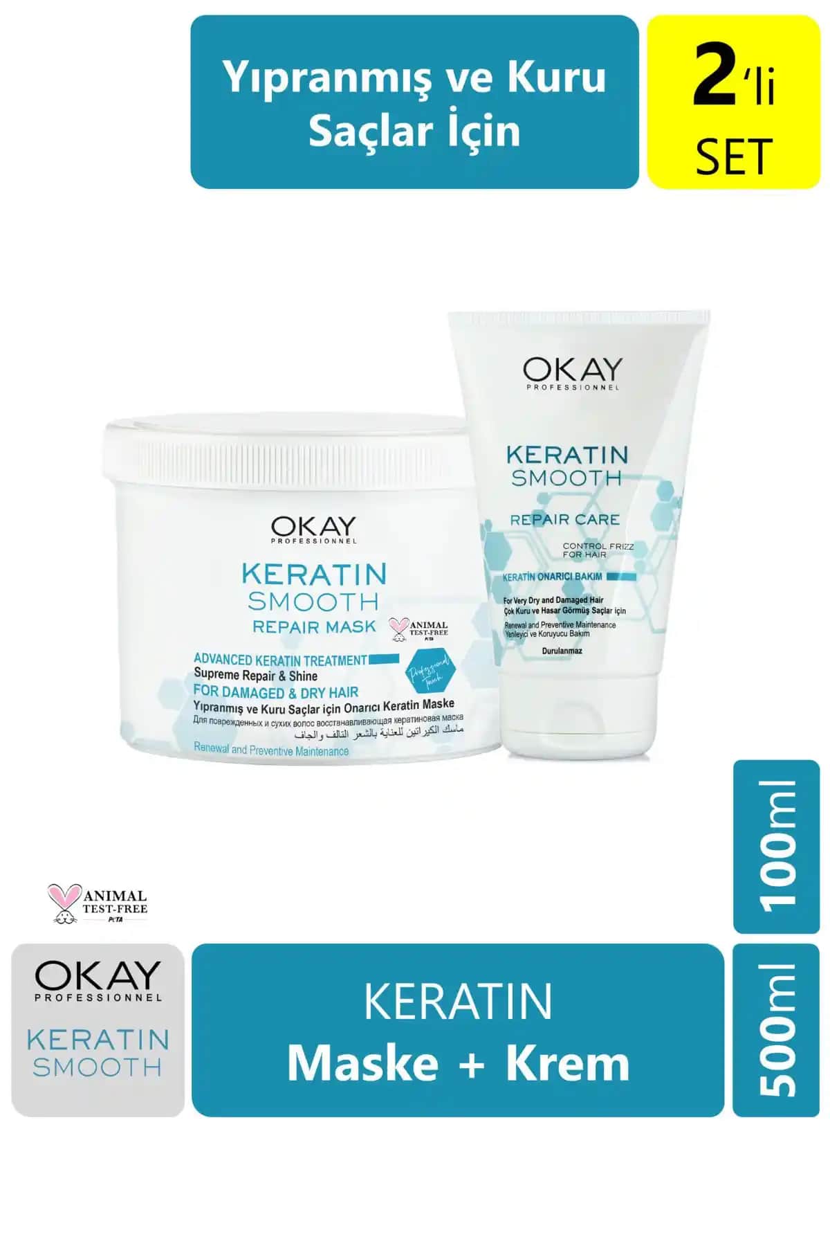 OKAYPROFESSIONNEL Keratin Smooth Onarıcı Saç Maskesi Seti ile Saçlarınızı Güçlendirin