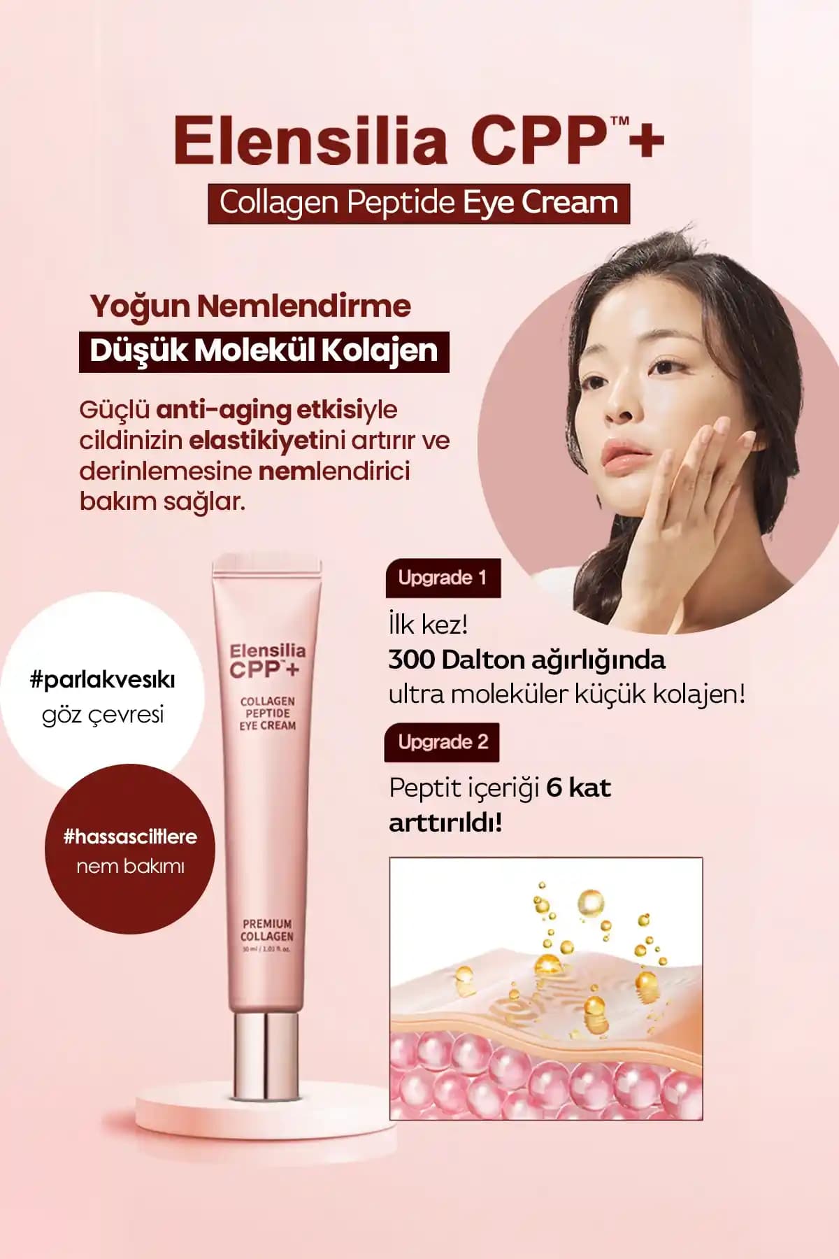 Elensilia CPP Göz Kremi ile Kolajen ve Haloxyl Destekli Göz Çevresi Bakımı