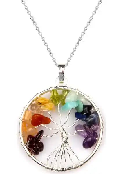 Alibaba Doğaltaş Tel Sarmalı 7 Çakra Hayat Ağacı Doğal Taş Kolye Özellikler ve Rehber