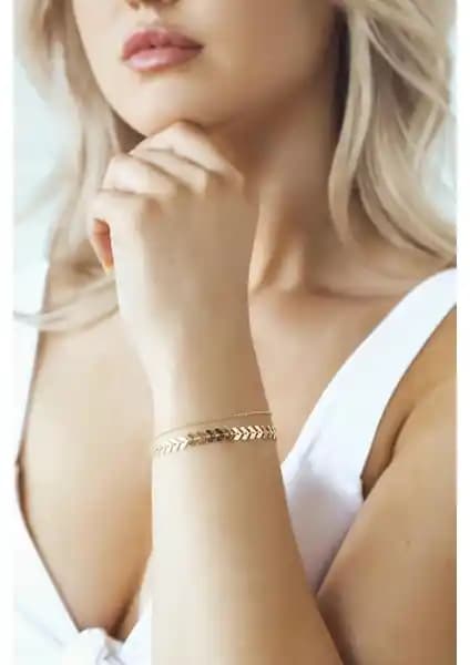 Bers Aksesuar Çavuş Zincir Model Çoklu Bileklik Altın Kaplama, Ayarlanabilir ve Antialerjik