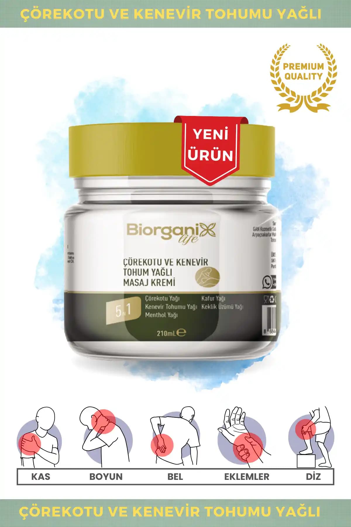 Biorganix Life Çörekotu ve Kenevir Yağlı Masaj Kremi – Türkiye Üretimi, Paraben İçermeyen