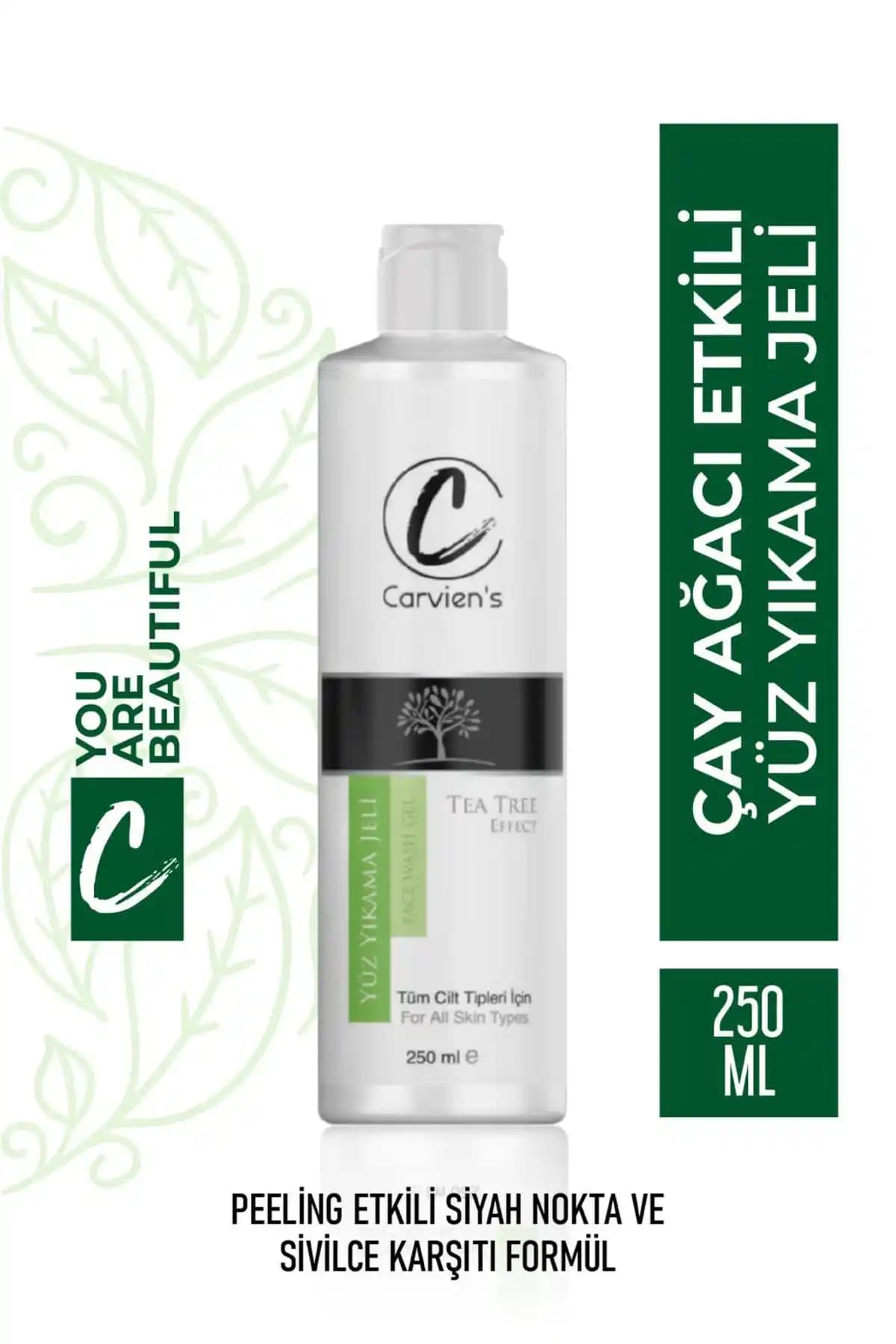 Carvien Çay Ağacı Yağlı/Karma Ciltler İçin Yüz Yıkama Jeli: Akne Karşıtı Temizlik ve Nem