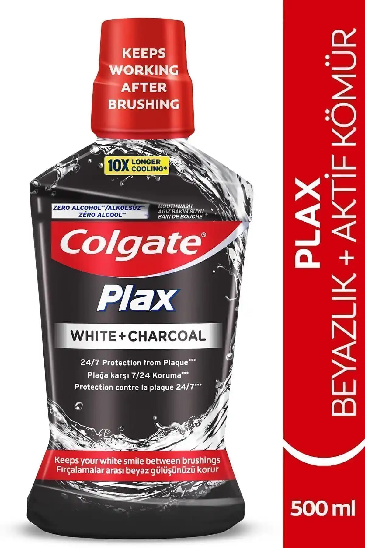 Colgate Plax Beyazlık ve Aktif Kömür İçeren Alkolsüz Ağız Bakım Suyu ile Uzun Ferahlık.