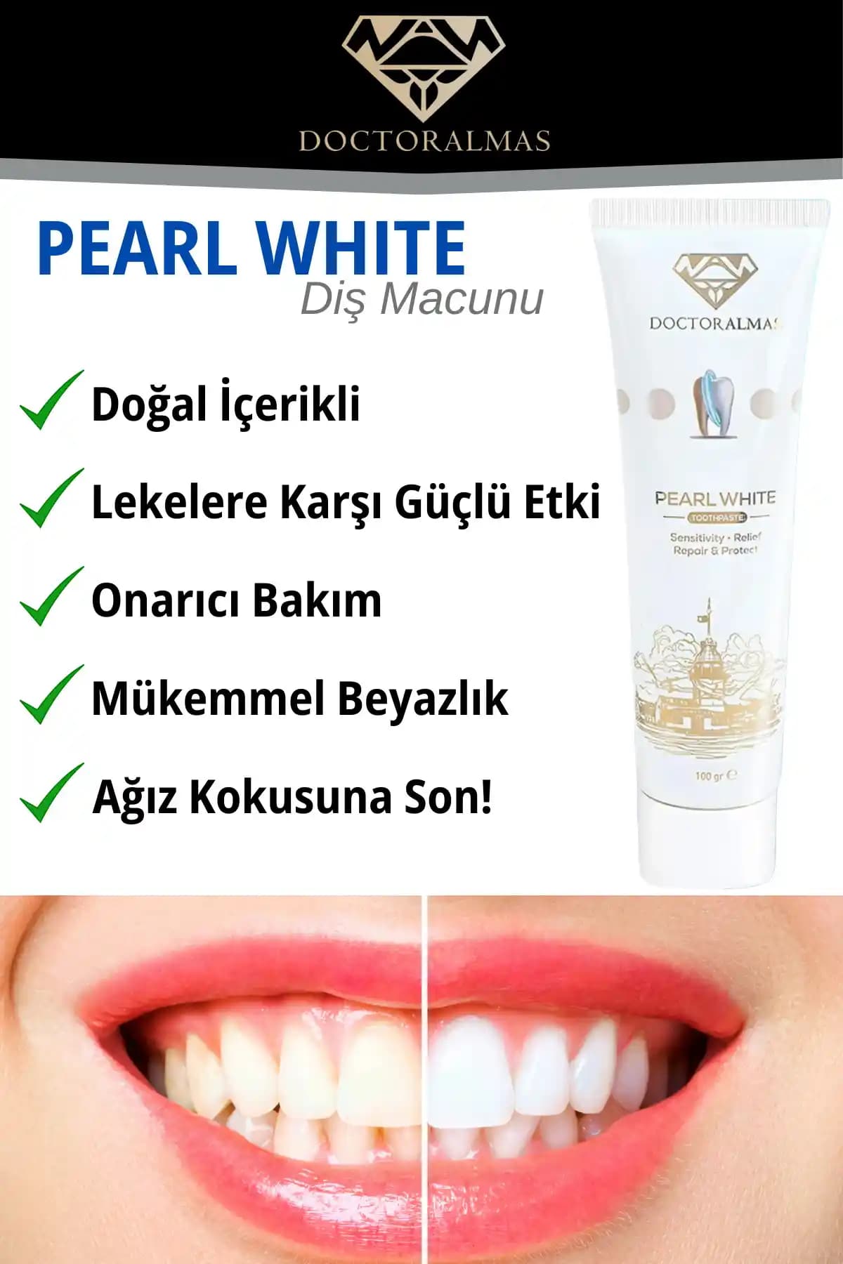Doctor Almas Ekinezya Özlü %100 Bitkisel Diş Macunu: Beyazlatıcı ve Doğal Temizlik