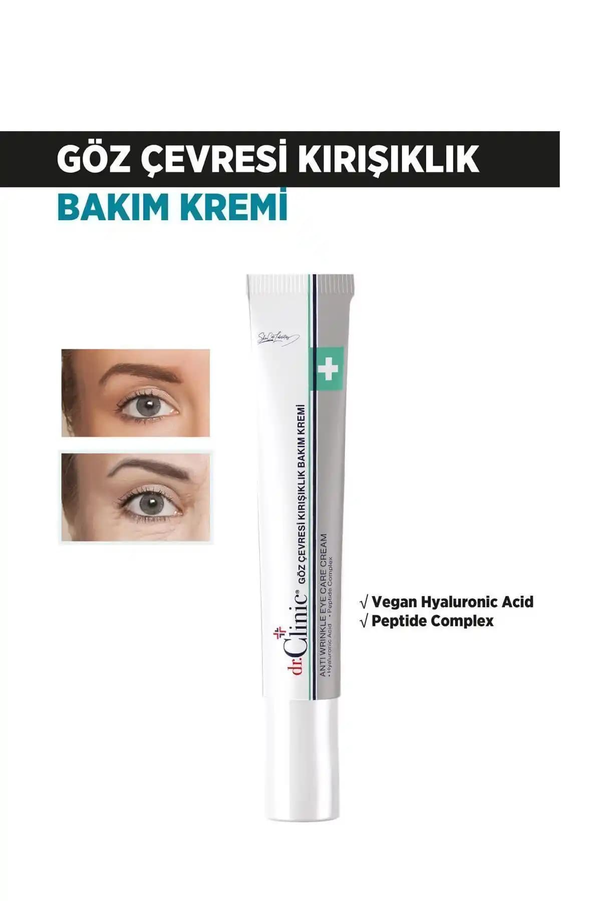 Dr. Clinic Göz Çevresi Kırışıklık Kremi: Vegan Hiyaluronik Asit ve Peptidlerle Nem Etkisi
