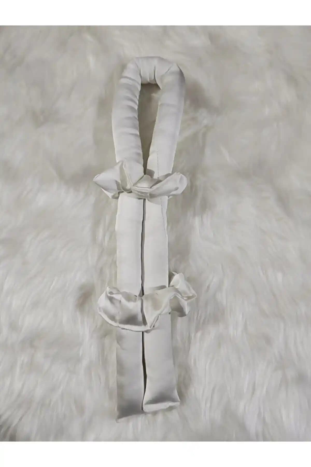 Elvinege Beyaz Saten Isısız Saç Şekillendirici: Saç Sosisi ve İki Toka İçeren 3’lü Seti