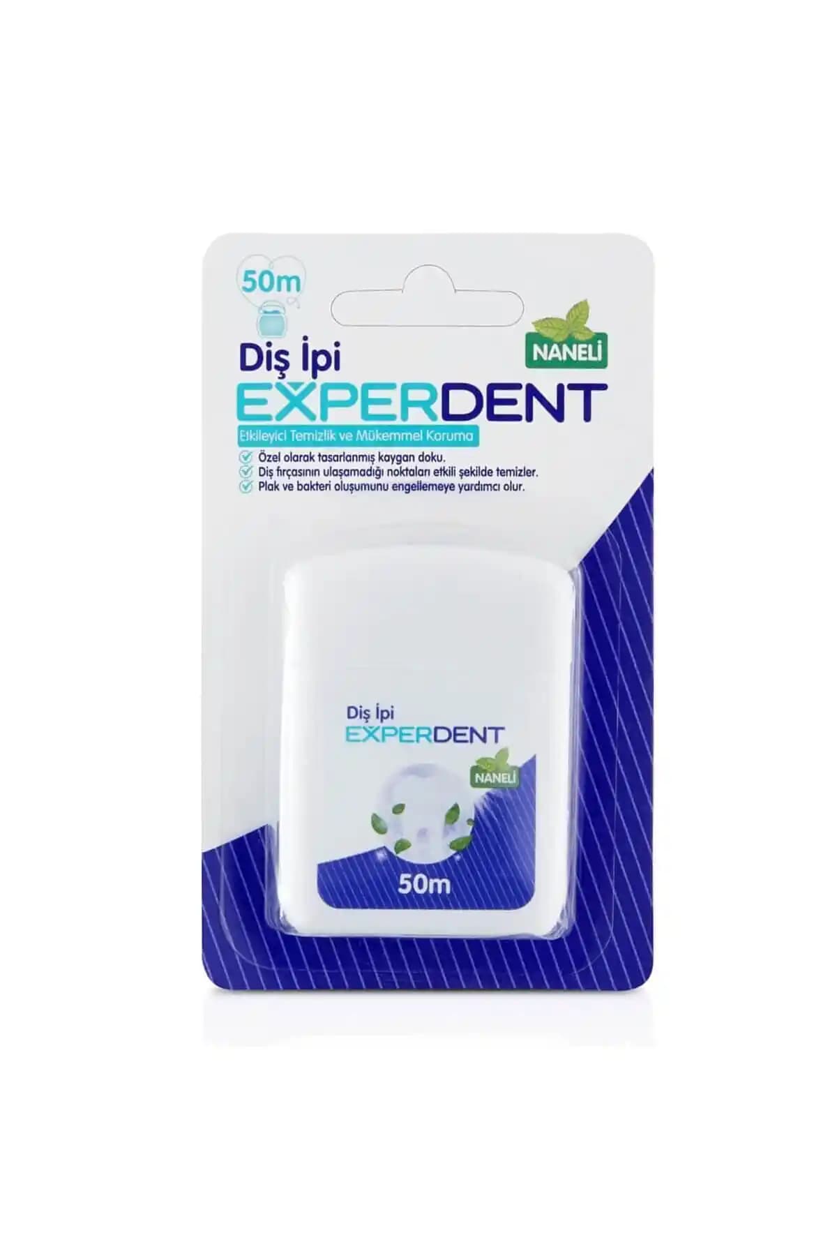 EXPERDENT Diş İpi Naneli 50 M: Rulo Formunda, İnce Yapılı ve Ferah Naneli Ağız Bakımı