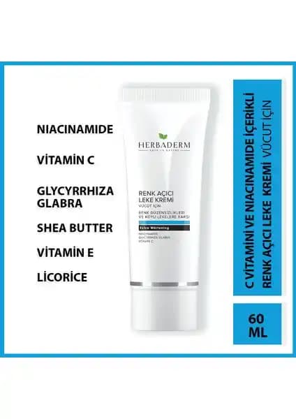 Herbaderm Leke Karşıtı Vücut Kremi 60 ml – C Vitamini ve Niacinamide İçerikli