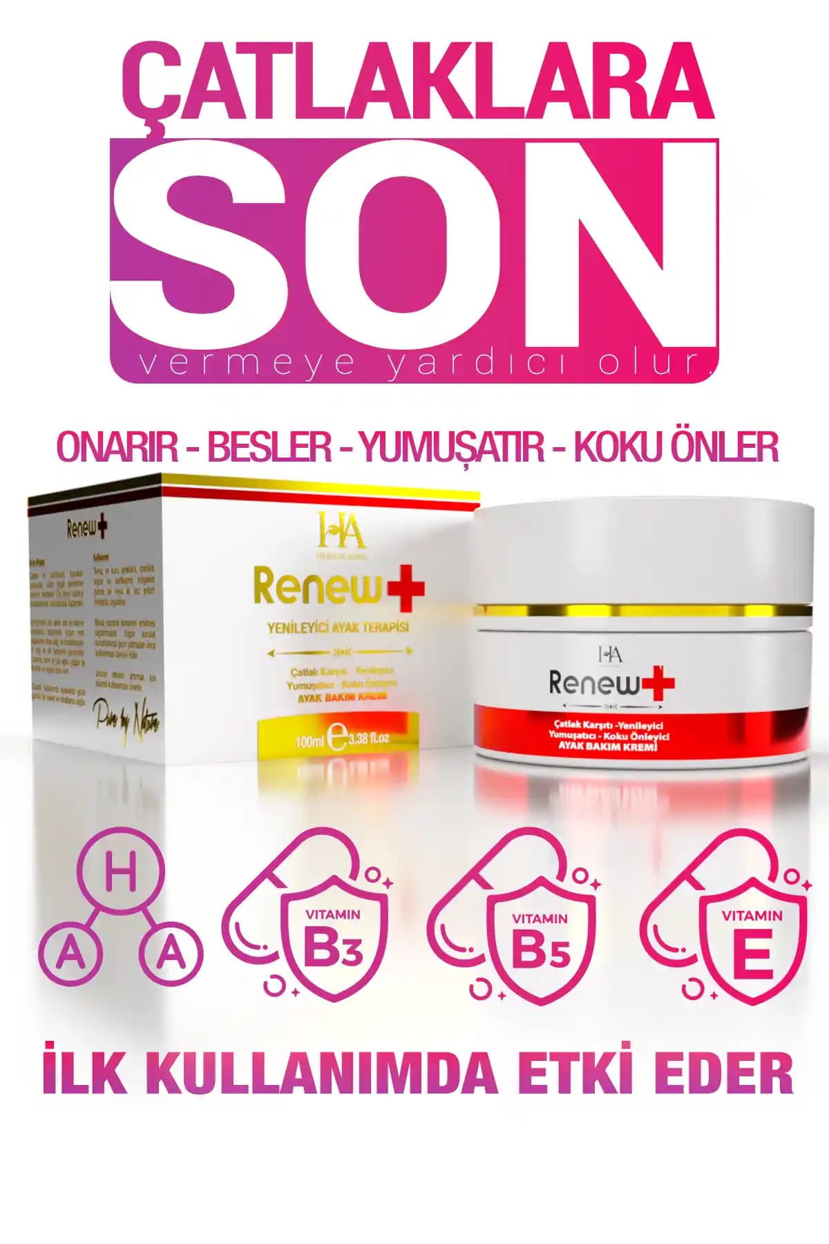 Herbaladen Renew+ Ayak Bakım Kremi: Derin Nem ve Yenilenmeyi Sağlar, 100 ml.