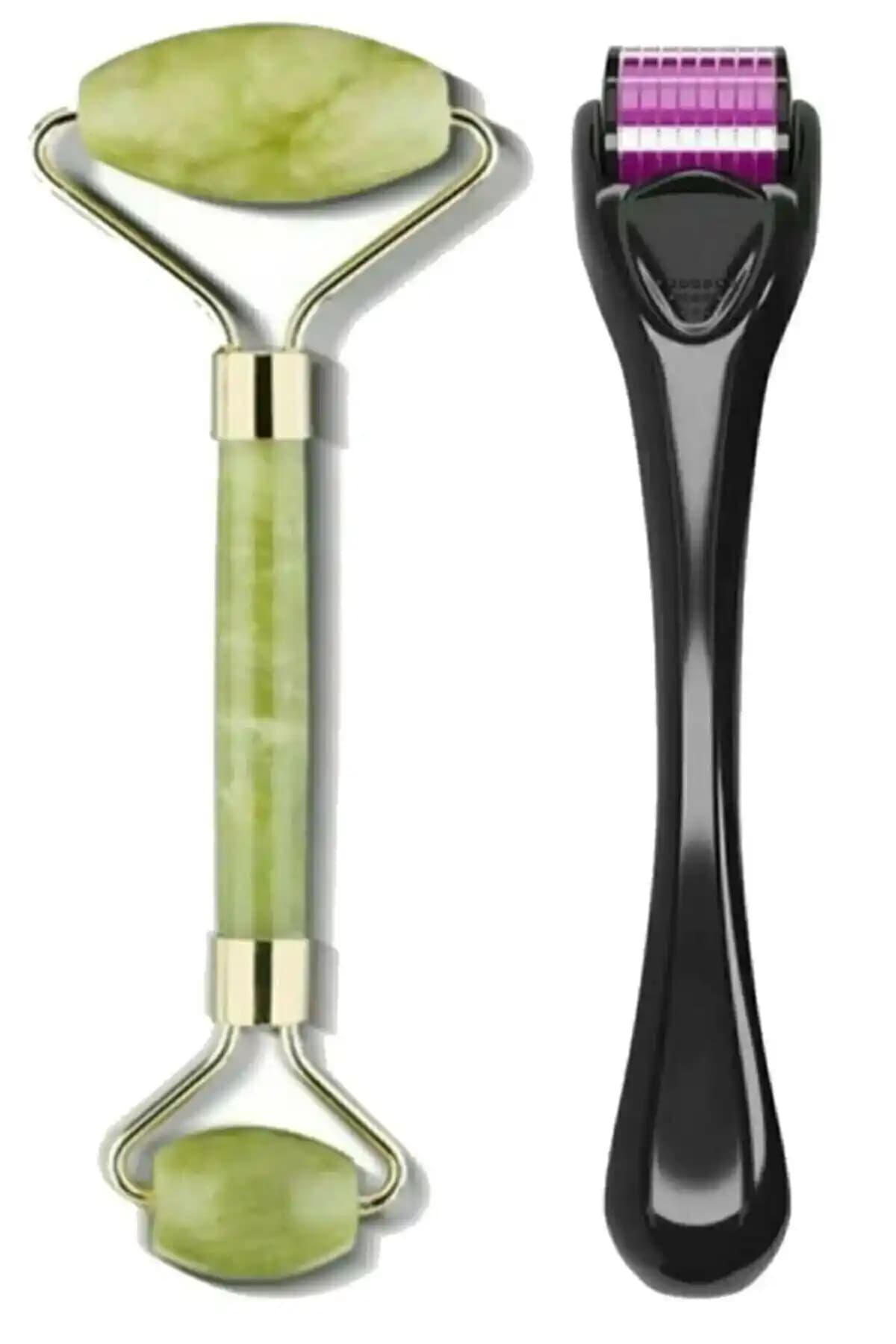 İzla Dermaroller 1 mm 540 İğneli Cilt Yenileme Aleti + Jade Roller Çift Takım