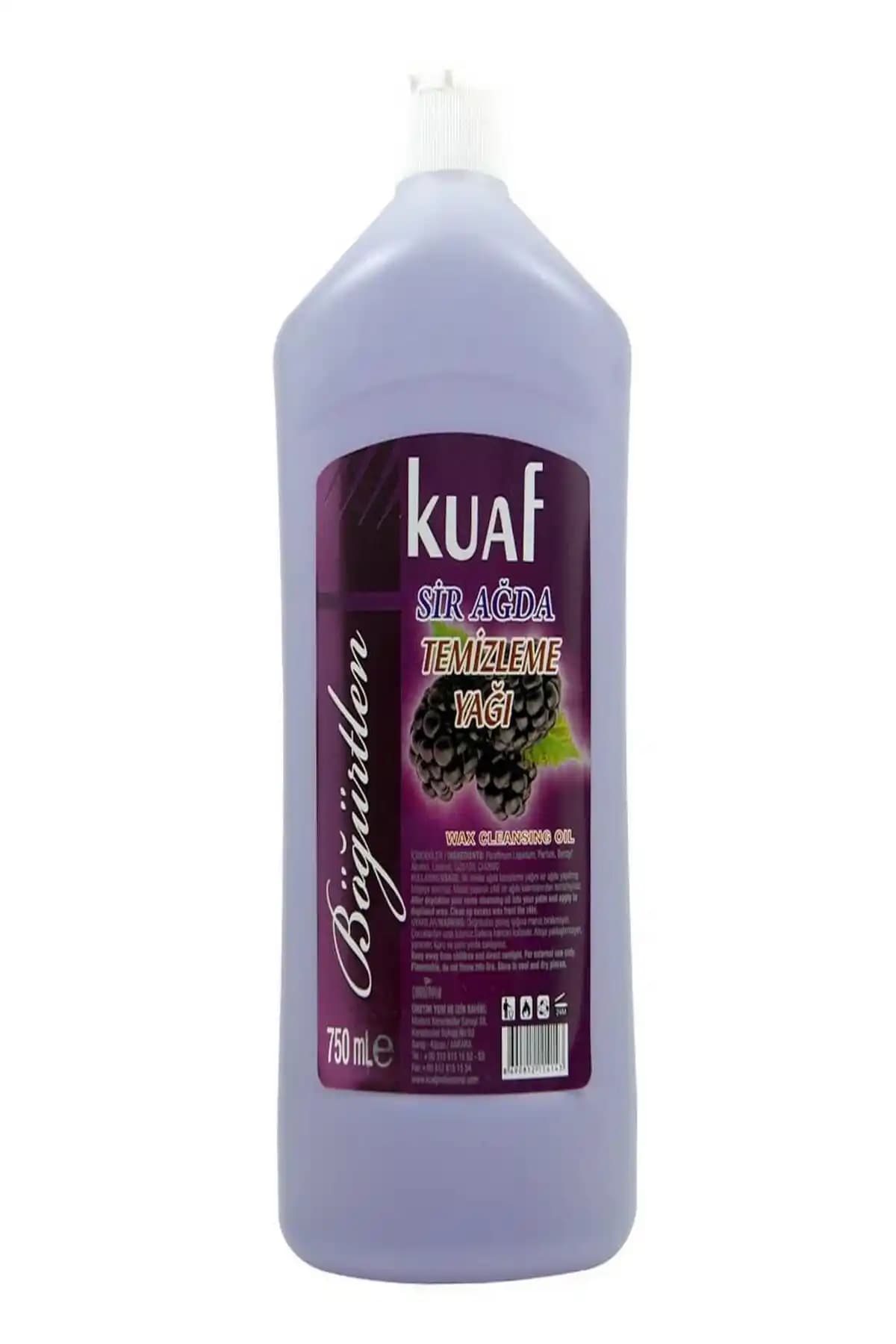Kuaf Böğürtlenli Sir Ağda Temizleme Yağı – 750 ml, tüm cilt tipleri için nazik temizleme