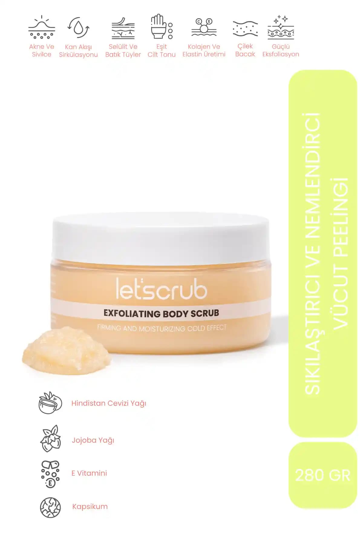 LET'SCRUB Soğuk Etkili Vücut Peelingi: Nemlendirme ve Hafif Sıkılaştırıcı Etki