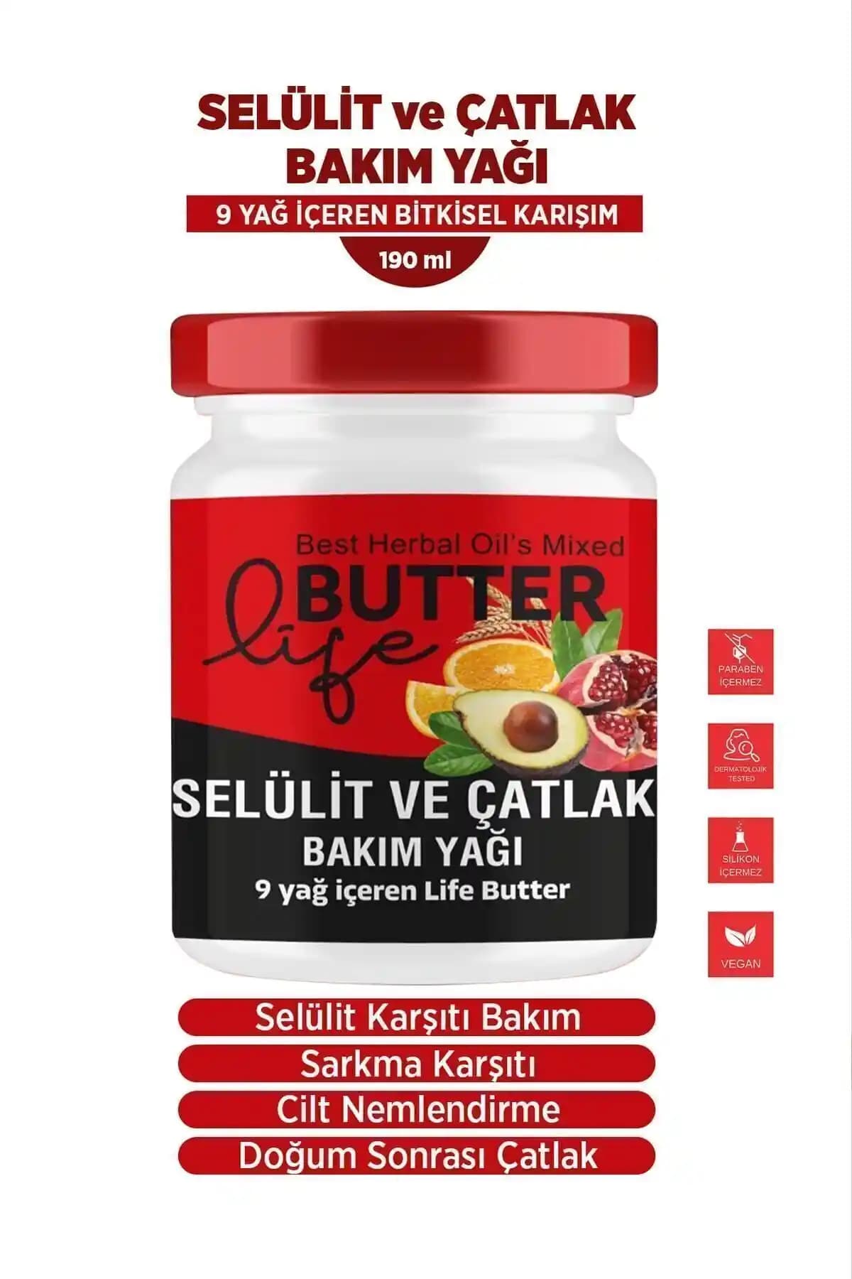 Life Butter Jel: Kalça Basen Göğüs Sıkılaştırıcı Onarıcı Çatlak ve Selülit Giderici 190 ml
