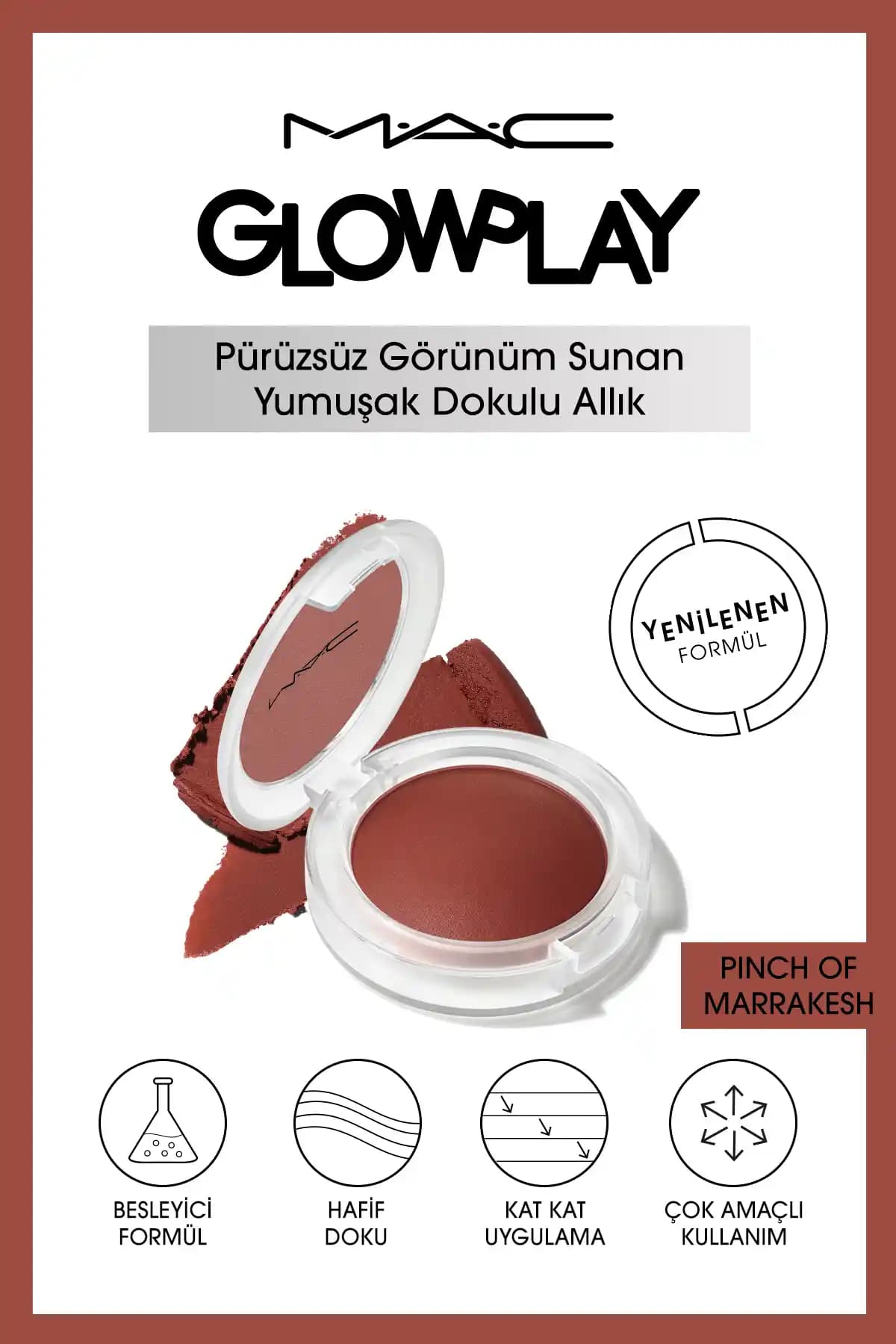 Mac Glow Play Yumuşak Dokulu Allık Pinch of Marrakesh: Doğal Mat Pembe Günlük Ton