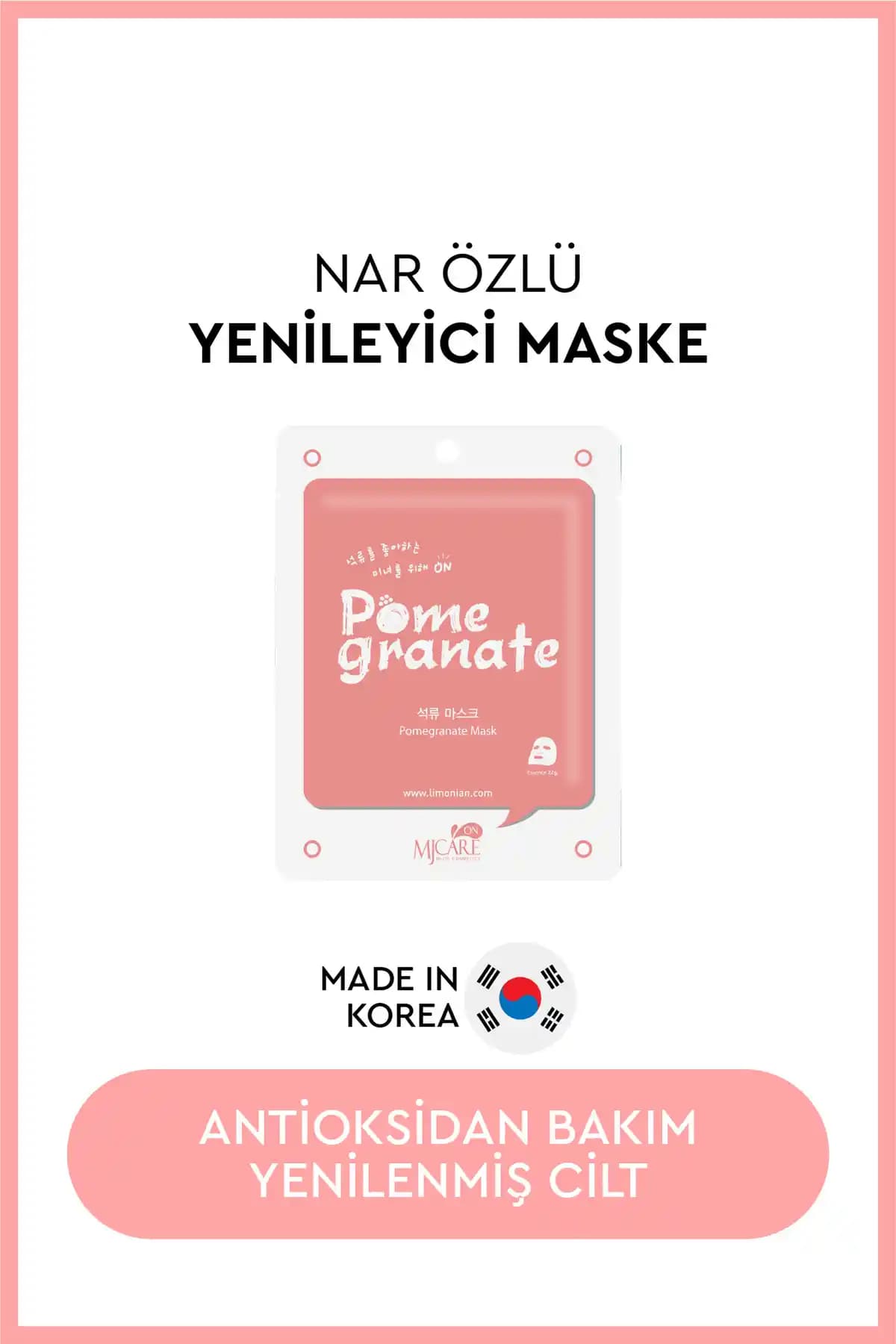 Mjcare On Nar Özlü Yüz Maskesi: Tüm Cilt Tipleri için Nemlendirme, Paraben İçermeyen Formül