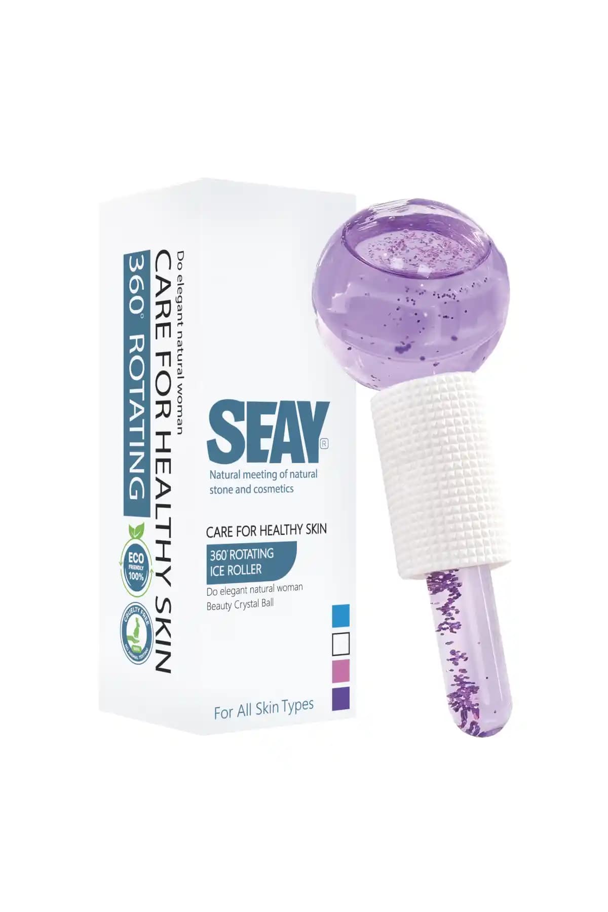 Mor Renkli Seay Buz Küresi: Soğuk Terapi ve Masaj ile Cilt Sıkılaştırma Tasarımı