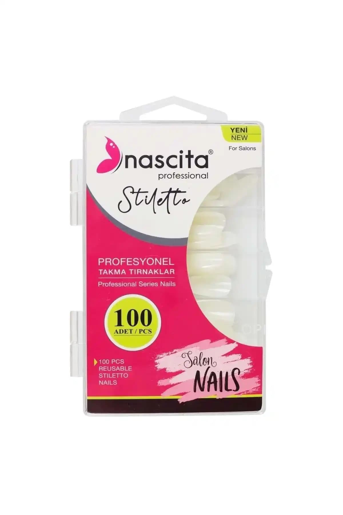 Nascita 100’lü Kutulu Stiletto Takma Tırnak – Beyaz CN Kökenli Üretim, 164 Adet