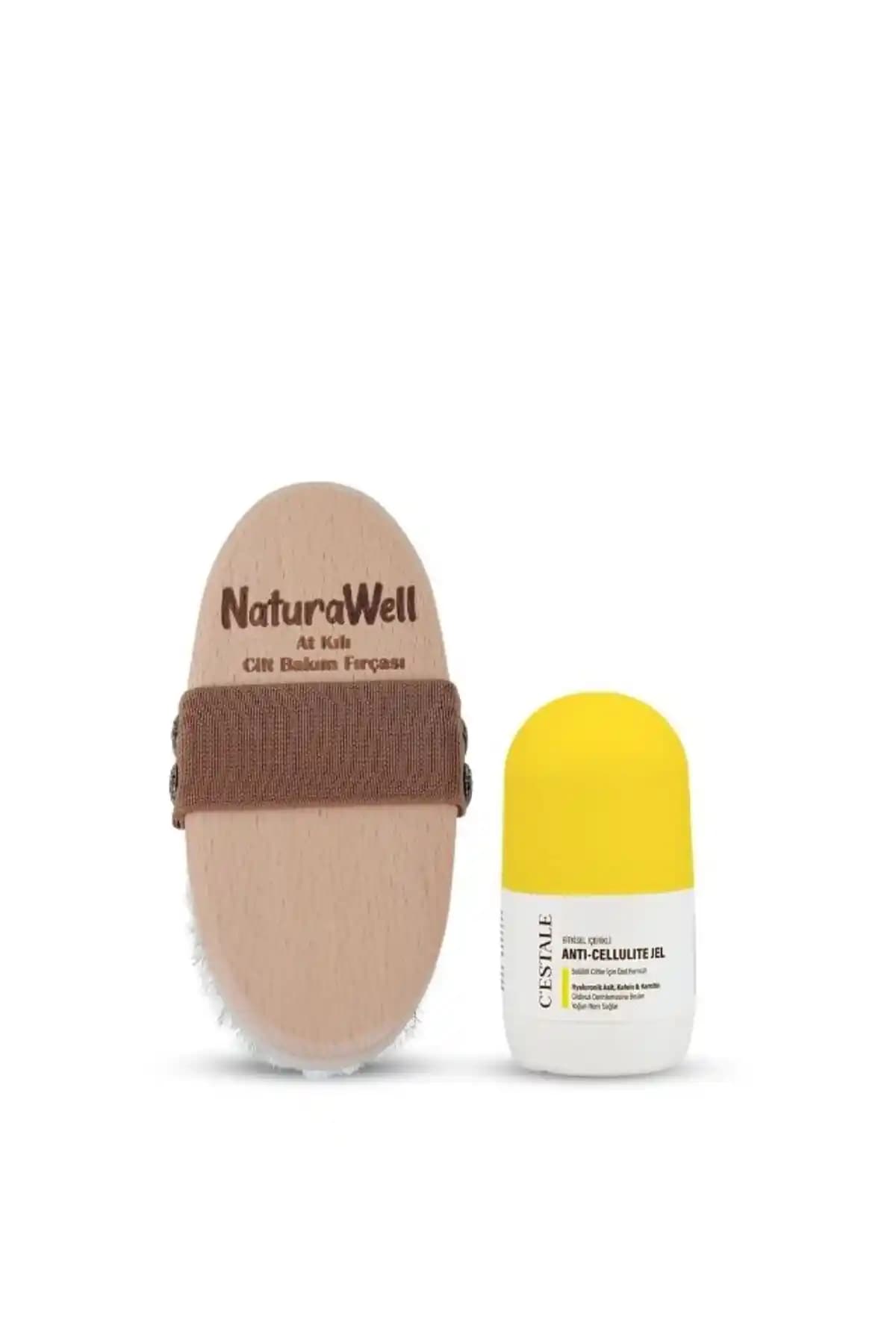 Naturawell Selülit ve Çatlak Önleyici Masaj Jeli ile At Kılı Fırçası Ikili Seti