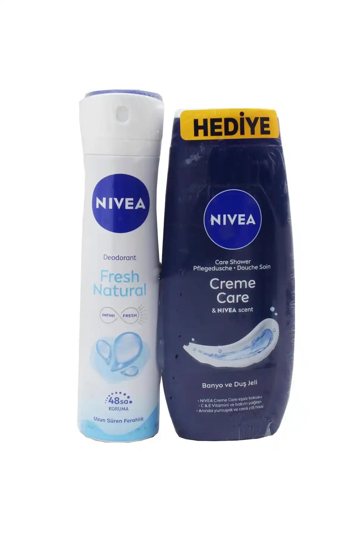 NIVEA Fresh Natural Kadın Deodorant Sprey 150 ml + Creme Care Duş Jeli 250 ml: Özellikler