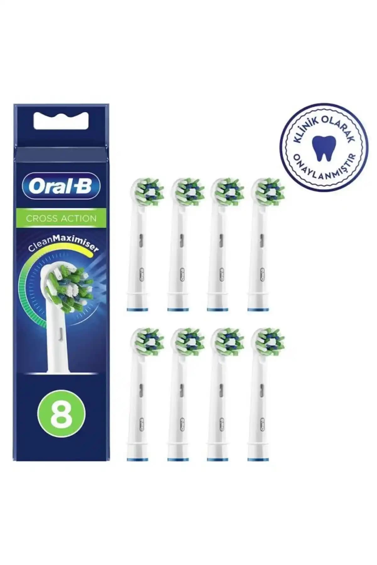 Oral-B Cross Action 8’li Cleanmaximizer Fırça Başlığı – Alman Üretim, Tüm Ağız Temizliği