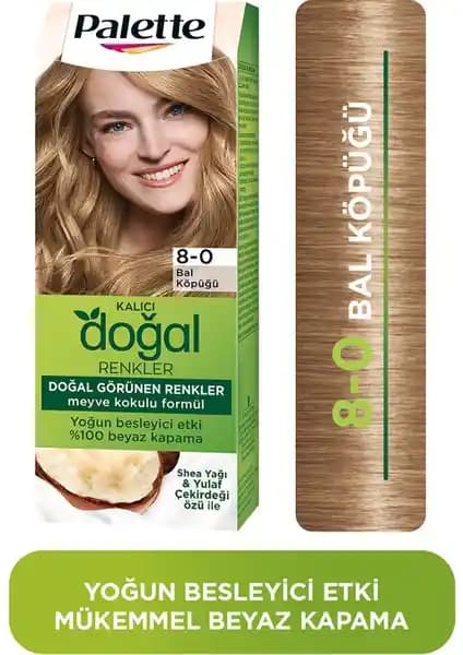 Palette Kalıcı Doğal Renkler 8-0 Bal Köpüğü Saç Boyası: Doğal Ton, Bakım ve Parlaklık