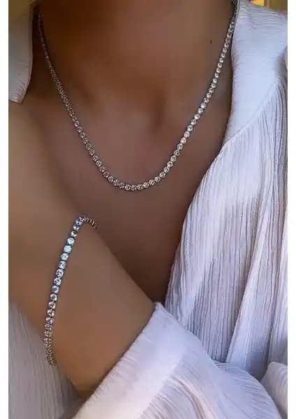 Ressia 3mm Su Yolu Zirkon Taşlı Kolye ve Bileklik Seti: Zarafet ve Dayanıklılık İçeren Şık Tasarım