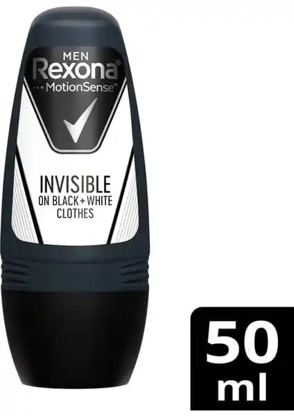 Rexona Men MotionSense Erkek Roll-On Deodorant Invisible Black+White 50 ml – Lekesiz Koruma